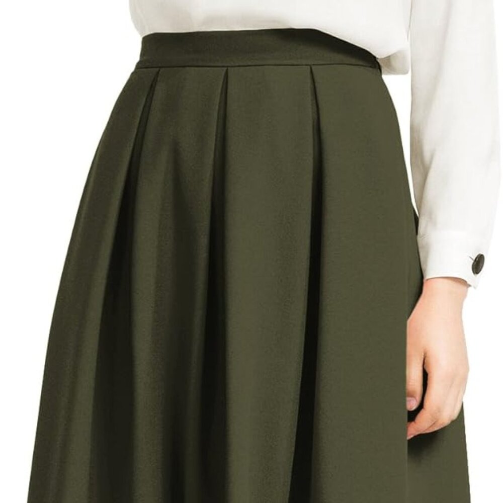 NWT Dark Green Midi length Skirt, With Pockets, Size 14